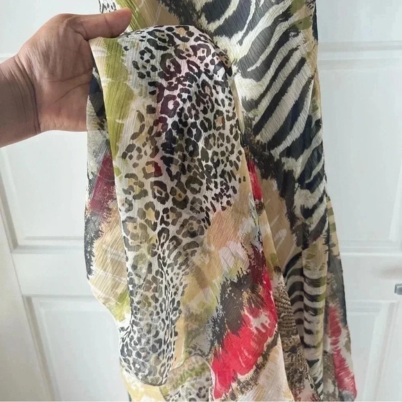 CLASSIC ANIMAL PRINT RUFFLE MULTI COLOR MAXI DRESS SIZE 36 100% COTTON SIZE 36 - Picture 14 of 15